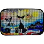 Miapet Miapet Elekli Desenli Kedi Tuvalet Önü Paspası Gece 60 x 45 cm Yıkanabilir ve Dayanıklı