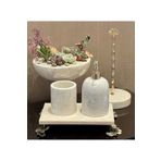 MIARIK DESIGN & DEKORASYON DEKORATİF BEJ MERMER GINKO AKSESUAR DETAYLI 4 LU BANYO SETİ TAKIMI