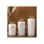 MIARIK DESIGN & DEKORASYON Dekoratif Beyaz Mermer Gold Renk Mercan Aksesuarli 3 lü Baharatlık Şekerlik Kavanoz Seti