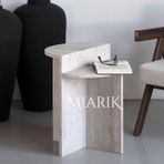 Miarik Design & Dekorasyon Traverten Yuvarlak Zaho Mermer Yan Sehpa , Masa , Orta Sehpa , Zigon