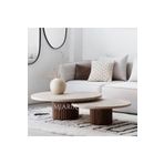 MIARIK DESIGN Dekoratif 2li Ahşap ve Traverten Orta Sehpa