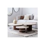 MIARIK DESIGN Dekoratif 3lü Ahşap ve Traverten Orta Sehpa
