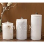Miarik Design Dekoratif Beyaz Mermer Gümüs Renk Top Aksesuarli 3 Lü Baharatlık Şekerlik Kavanoz Seti