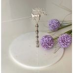 Miarik Design Dekoratif Beyaz Mermer Sılver Geyik Tepsi Servis Sunum Tabağı