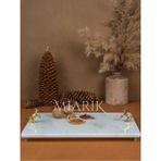 Miarik Design Dekoratif Mermer Dikdörtgen At Detaylı Sunum Tepsısı Servis Tabağı