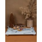 Miarik Design Dekoratif Mermer Dikdörtgen Ceylan Aılesı Detaylı Sunum Tepsısı Servis Tabağı