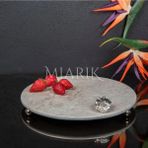 Miarik Design Dekoratıf Mermer Yuvarlak Sunum Tabağı Tepsisi Aksesuarlı ve Top Ayaklı