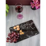 Miarik Design Dekoratif Siyah Mermer Dıkdortgen Tepsi Servis Sunum Tabağı
