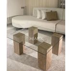 MIARIK DESIGN Mermer 4 Ayak Camli Orta Sehpa