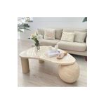 MIARIK DESIGN Mermer Fasulye Tabla Tek Küre Ayaklı Orta Sehpa Ctln