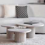 Miarik Design Mermer Sütun Ayak 3'Lü Takım Orta Sehpa