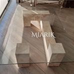 MIARIK DESIGN Tasarım Traverten Labirent Camli Orta Sehpa