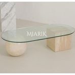 Miarik Design Top Ve Kare Ayakli Cam Tablalı Orta Sehpa