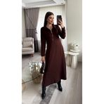 Miasista Uzun Kollu Fermuarlı Elbise
