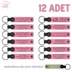 MiaWiki 12'li Set Özel Deri Anahtarlık Hediyesi, Standart, MH-KAN8580X12, Pembe & Sütlü Kahve, üniseks-yetişkin