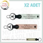 MiaWiki 2'li Deri Anahtarlık Motosiklet İsim Plaka, Standart, MH-KAN-MT-11198x2, Yavruağzı-Beyaz-sütlü kahve, üniseks-yetişkin