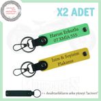 MiaWiki 2'li Plaka ve İsim Yazılı Deri Anahtarlık Seti, Standart, MH-KAN-MT-12121x2, Sarı-Fıstık Yeşil-lacivert, üniseks-yetişkin