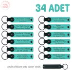 MiaWiki 34'lü Set Bebeklere Özel İsim Yazılı Anahtarlık, Tek Ebat, MH-KAN8597X34, Turkuaz & Siyah, üniseks-bebek