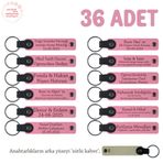 MiaWiki 36'lı Deri Anahtarlık Seti Babyshower, Standart, MH-KAN8580X36, Pembe & Sütlü Kahve, üniseks-bebek