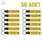 MiaWiki 36'lı Set Kişisel Mesajlı Deri Hatıra Anahtarlık, Standart, MH-KAN8588X36, Sarı, üniseks-yetişkin