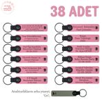 MiaWiki 38'li Set Kişisel Yazılı Deri Anahtarlık, Standart, MH-KAN8577X38, Pembe & Gri, üniseks-yetişkin