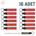 MiaWiki 40 Uçurma Mevlüdü Anahtarlık Set 16'lı, 16'lı Set, MH-KAN8537X16, Nar Çiçeği & Gri, üniseks-yetişkin