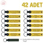 MiaWiki 42'li Set Kişisel Mesajlı Deri Anahtarlık, Standart, MH-KAN8593X42, Sarı & Yeşil, üniseks-yetişkin