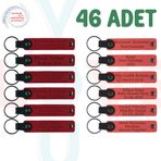 MiaWiki 46'lı Kişiselleştirilebilir Deri Anahtarlık Seti, 46'lı Set, MH-KAN9095X46, Kırmızı & Nar Çiçeği, üniseks-yetişkin