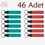 MiaWiki 46'lı Kişiselleştirilebilir Deri Anahtarlık Seti, Standart, MH-KAN9078X46, Koyu Turkuaz & Nar Çiçeği, üniseks-yetişkin