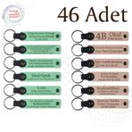 MiaWiki 46'lı Set Kişiselleştirilebilir Deri Anahtarlık, Standart, MH-KAN9034X46, Açık Yeşil & Pudra, üniseks-yetişkin