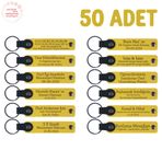MiaWiki 50'li Set İsimli Deri Hediyelik Anahtarlık, Standart, MH-KAN8588X50, Sarı, üniseks-yetişkin