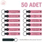 MiaWiki 50'li Set Kişiye Özel Deri Anahtarlık, Standart, MH-KAN8578X50, Pembe & Lacivert, üniseks-yetişkin