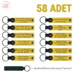 MiaWiki 58'li Kişiye Özel Deri Anahtarlık Seti, 58'li Set, MH-KAN8590X58, Sarı & Lacivert, üniseks-yetişkin