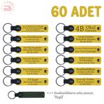 MiaWiki 60'lı Deri Anahtarlık Seti İsim Yazılabilen, 60'lı Set, MH-KAN8593X60, Sarı & Yeşil, üniseks-yetişkin