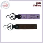 MiaWiki 61 Trabzon Temalı Deri Anahtarlık 2'li Set, Standart, MH-KAN-61-286x2, mor menekşe-koyu kahve, üniseks-yetişkin