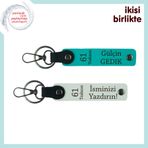 MiaWiki 61 Trabzon Yazılı Deri Anahtarlık x2'li, Standart, MH-KAN-61-228x2, koyu turkuaz-beyaz, üniseks-yetişkin