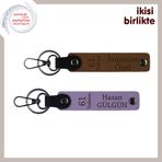 MiaWiki 61 Yazılı Deri Anahtarlık Seti x2 Trabzon, Standart, MH-KAN-61-110x2, açık kahve-mor menekşe, üniseks-yetişkin