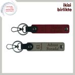 MiaWiki 61 Yazılı Hediye x2'li Trabzon Ruhu Deri Anahtarlık, Standart, MH-KAN-61-162x2, bordo-kül gri, üniseks-yetişkin