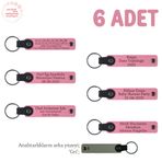 MiaWiki 6'lı Set Öğrenci İsimli Kişisel Deri Anahtarlık, Standart, MH-KAN8577X6, Pembe & Gri, üniseks-çocuk