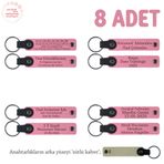 MiaWiki 8'li Set İsim Yazılı Anahtarlık Hediyesi, Standart, MH-KAN8580X8, Pembe & Sütlü Kahve, üniseks-yetişkin