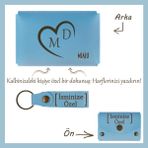 Miawiki Açık Mavi, Bir Kalp, Bir Sevda! Sevgilinize Özel Tasarım Isme ve Harfe Özel Cüzdan & Anahtarlık Seti