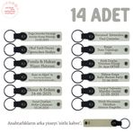 MiaWiki Anlamlı Hatıra Deri Anahtarlık 14'lü Set, Standart, MH-KAN8550X14, Beyaz & Sütlü Kahve, üniseks-bebek