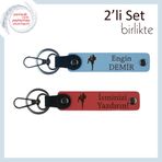 MiaWiki Arkadaşa Kişisel Yazılı Deri Anahtarlık, Standart, MH-KAN-38964x2, gök mavi-nar çiçeği, erkek