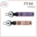 MiaWiki Aslan Başlı İsme Özel 2'li Anahtarlık Seti, Standart, MH-KAN-38412x2, mor menekşe-yavru ağzı, erkek