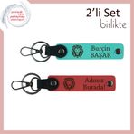 MiaWiki Aslan Başlı İsme Özel 2'li Anahtarlık Seti, Standart, MH-KAN-38514x2, turkuaz-nar çiçeği, üniseks-yetişkin