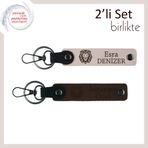 MiaWiki Aslan Başlı Kişisel İsme Özel Anahtarlık, Tek Ebat, MH-KAN-38455x2, pudra-koyu kahve, erkek