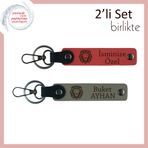 MiaWiki Aslan Başlı Kişiye Özel 2'li Anahtarlık Seti, Standart, MH-KAN-38421x2, nar çiçeği-kül gri, üniseks-yetişkin