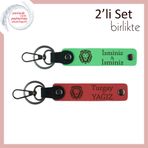 MiaWiki Aslan Figürlü Kişisel Yazı Eklenebilir Deri Set, Standart, MH-KAN-38298x2, fıstık yeşil-nar çiçeği, üniseks-yetişkin