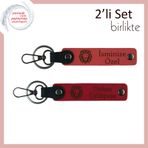 MiaWiki Aslan Motifli Deri Anahtarlık Nar Çiçeği-Kırmızı, Tek Ebat, MH-KAN-38422x2, nar çiçeği-kırmızı, üniseks-yetişkin