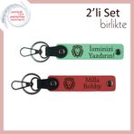 MiaWiki Aslan Motifli İsme Özel 2'li Anahtarlık Seti, Standart, MH-KAN-38244x2, açık yeşil-nar çiçeği, üniseks-yetişkin